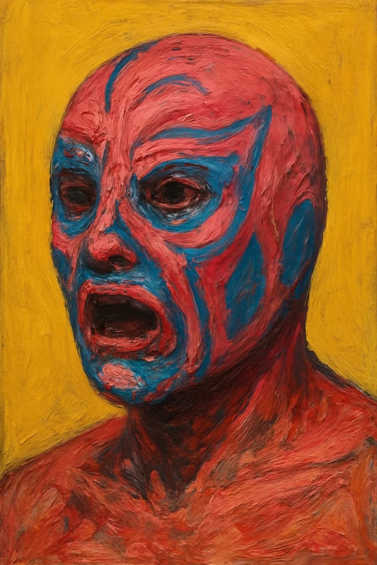 FRANCIS BACON a surreal mariachi luchador mask-compressed