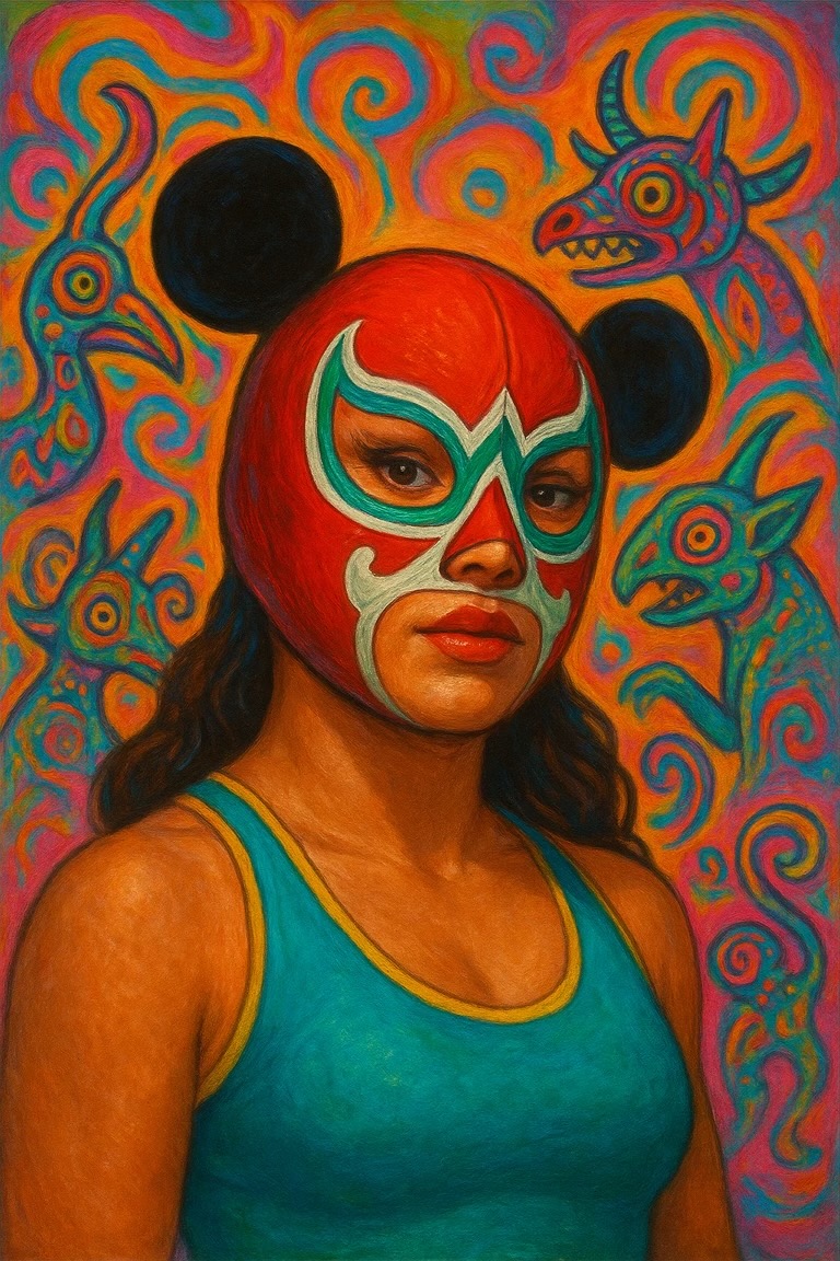 luchadora muñeca pop surealista mouse-compressed
